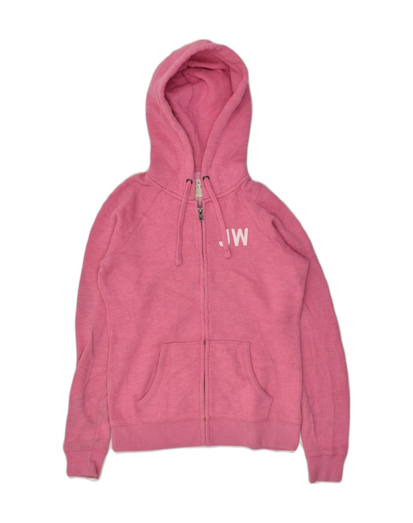 JACK WILLS Womens Zip Hoodie Sweater UK 10 Small Pink Cotton | Vintage Jack Wills | Thrift | Second-Hand Jack Wills | Used Clothing | Messina Hembry 