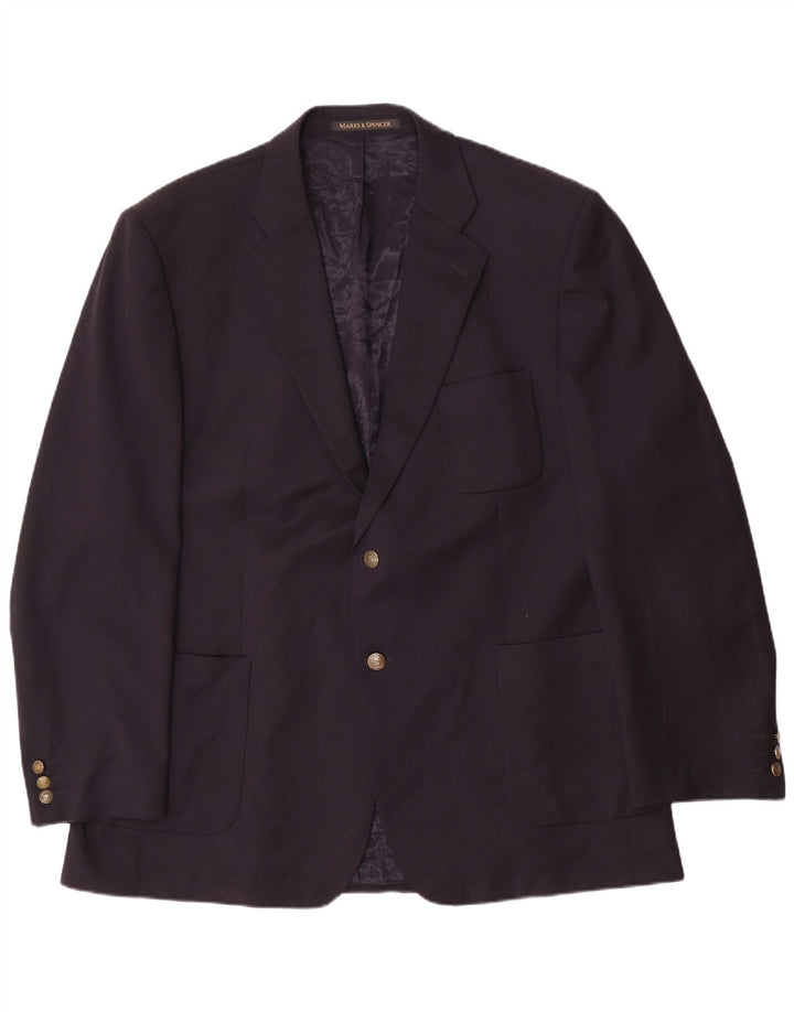 Marks & Spencer Mens Long 2 Button Blazer Jacket UK 46 XL Navy Blue