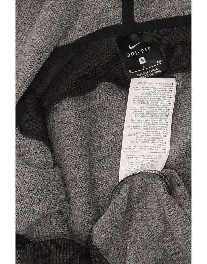 NIKE Mens Dri Fit Zip Hoodie Sweater Small Grey Colourblock Polyester