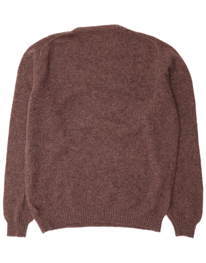 Sisley Mens Crew Neck Jumper Sweater 2XL Brown Wool