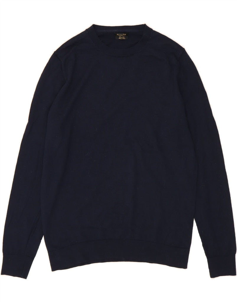 MASSIMO DUTTI Mens Crew Neck Jumper Sweater Large Navy Blue Merino Wool Vintage Massimo Dutti and Second-Hand Massimo Dutti from Messina Hembry 