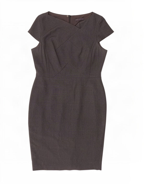 Marks & Spencer Womens Sheath Dress UK 14 Large Grey Polyester