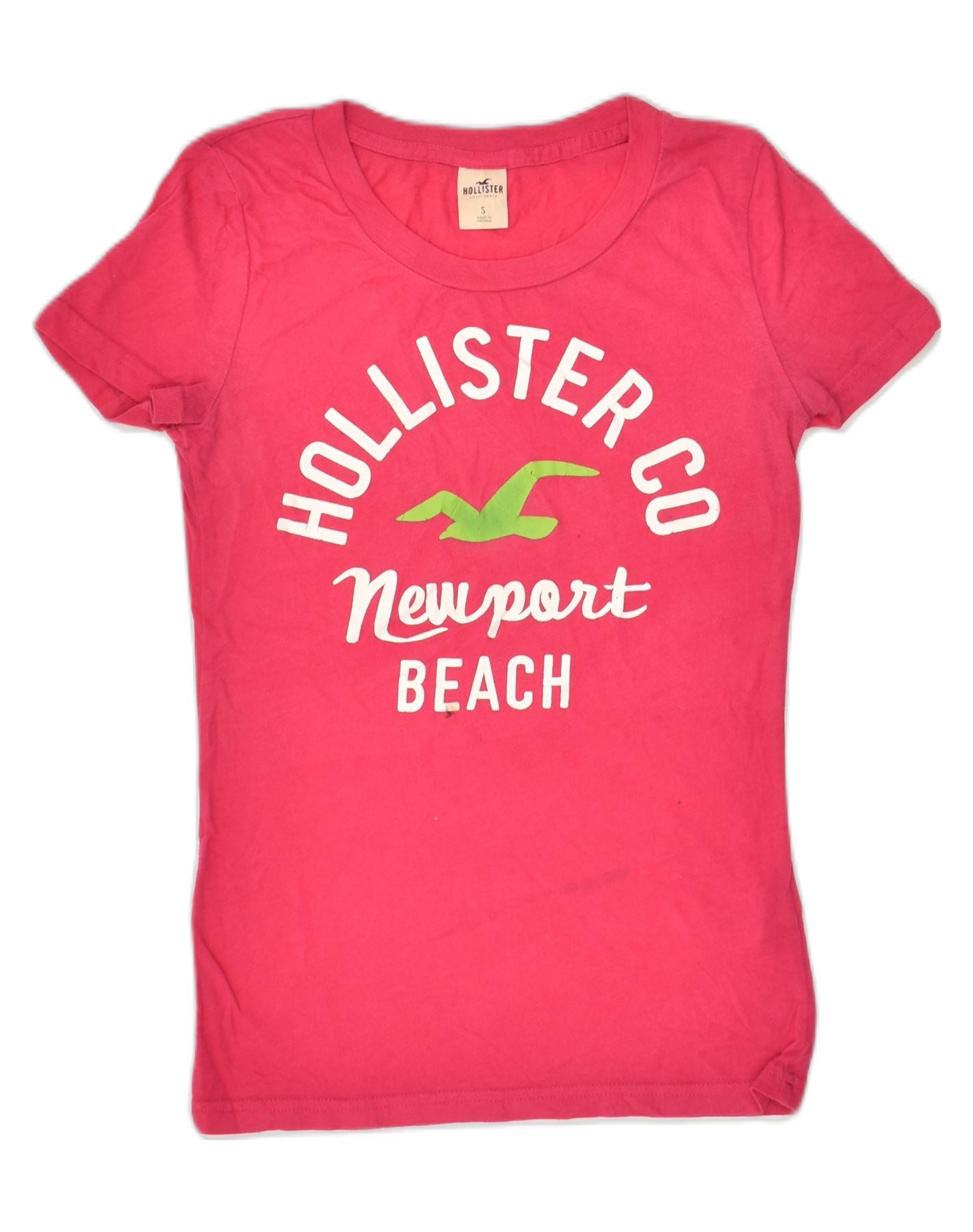 HOLLISTER Womens Graphic T-Shirt Top UK 10 Small Pink Cotton, Vintage &  Second-Hand Clothing Online