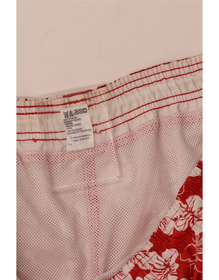 Marks & Spencer Mens Swimming Shorts Large  Red Floral Polyester
