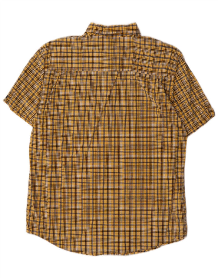 IZOD Boys Short Sleeve Shirt 15-16 Years XL Yellow Check Cotton