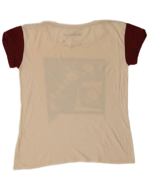 VANS Womens Graphic T-Shirt Top UK 16 Large Off White Colourblock