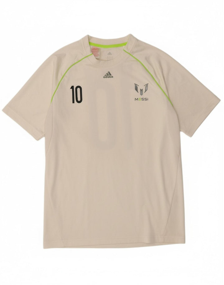 ADIDAS Boys MESSI Graphic T-Shirt Top 15-16 Years White Polyester