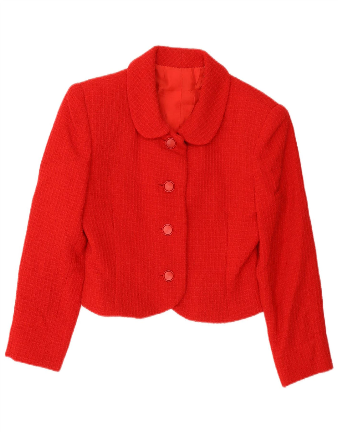 Vintage Womens Crop 4 Button Blazer Jacket UK 10 Small Red