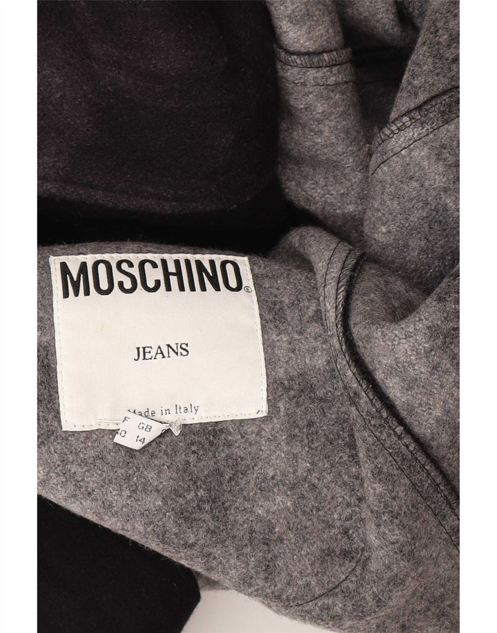 Moschino Womens Overcoat UK 14 Medium Black Colourblock Wool