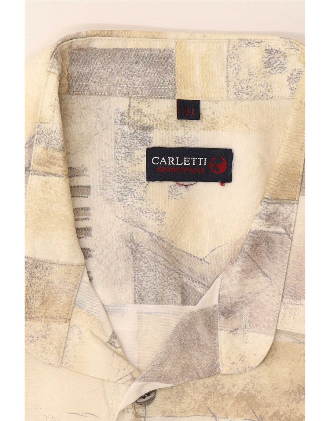 Carletti Mens Short Sleeve Shirt 2XL Beige Patchwork