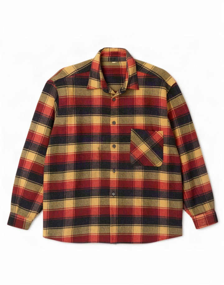 Vintage Mens Flannel Shirt XL Multicoloured Check Wool