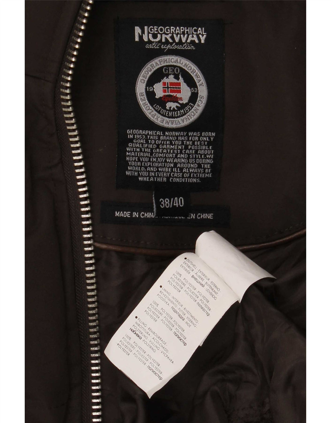 Geographical Norway Mens Hooded Padded Coat EU 38/40 Medium Brown Polyester