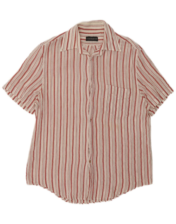 Cacharel Mens Short Sleeve Shirt Large White Striped