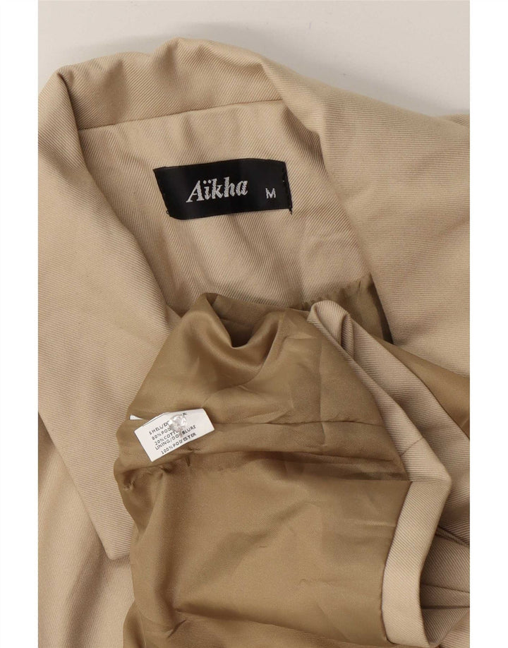 Aikha Womens Loose Fit Graphic 2 Button Blazer Jacket UK 14 Medium Beige