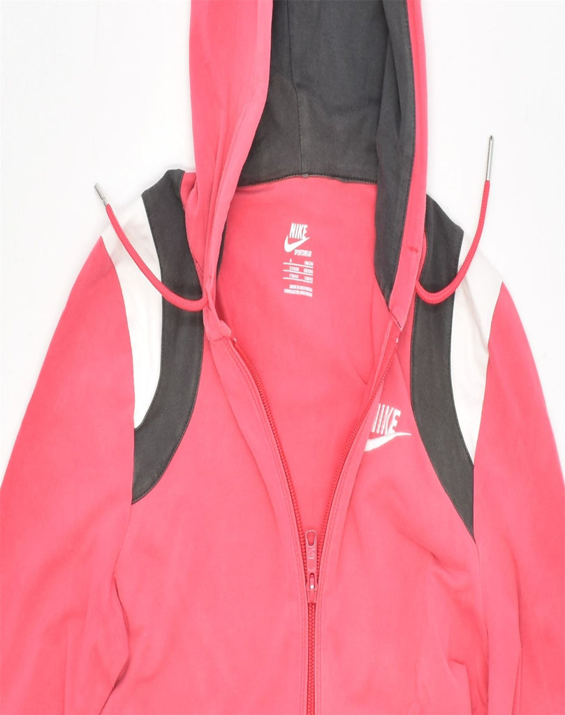 NIKE Womens Zip Hoodie Sweater UK 10 Small Pink Cotton | Vintage | Thrift | Second-Hand | Used Clothing | Messina Hembry 