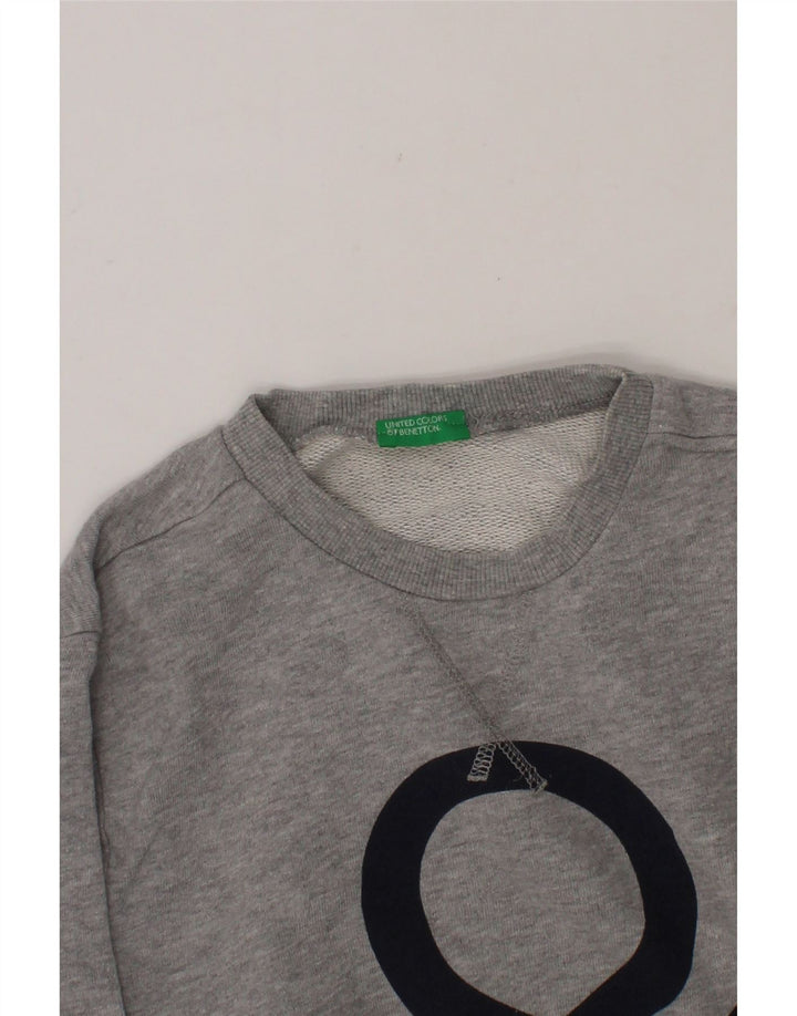 BENETTON Boys Graphic Sweatshirt Jumper 10-11 Years XL  Grey Vintage Benetton and Second-Hand Benetton from Messina Hembry 