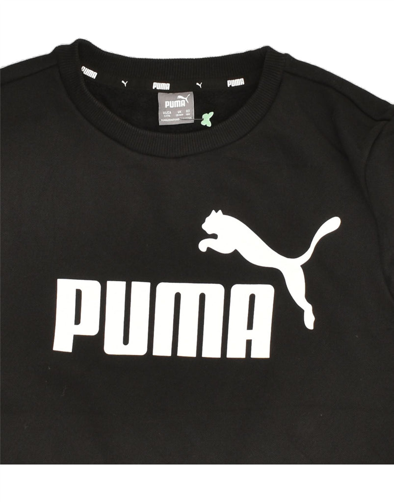 PUMA Boys Graphic Sweatshirt Jumper 13-14 Years Black Cotton | Vintage Puma | Thrift | Second-Hand Puma | Used Clothing | Messina Hembry 