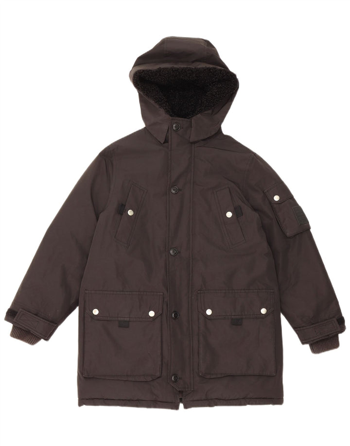 Diesel Womens Hooded Parka Jacket UK 10 Small Black Polyester
