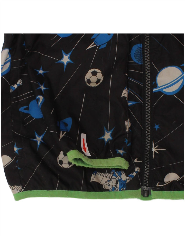 Adidas Boys Hooded Rain Jacket 5-6 Years Black Geometric Polyester