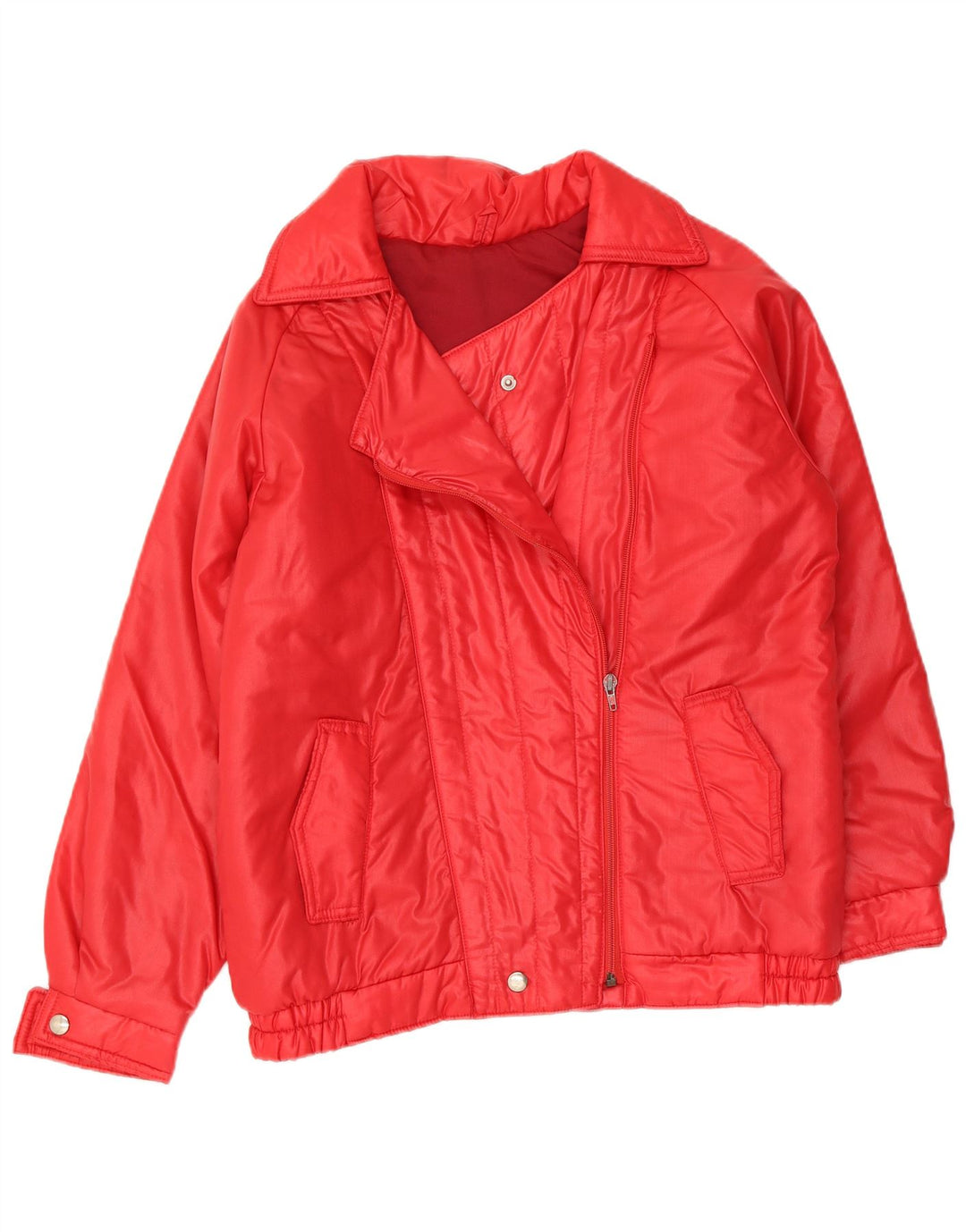 Vintage Womens Biker Padded Jacket UK 14 Medium Red
