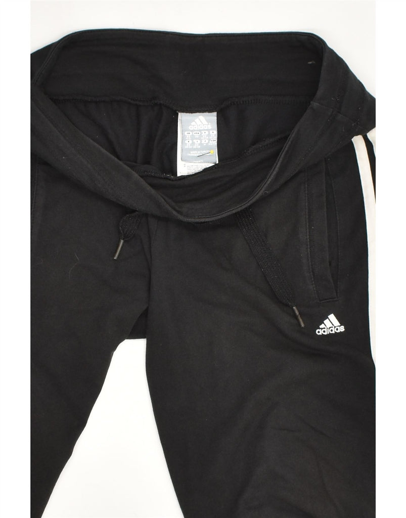 ADIDAS Womens Capri Tracksuit Trousers Joggers UK 6 XS Black Cotton | Vintage Adidas | Thrift | Second-Hand Adidas | Used Clothing | Messina Hembry 