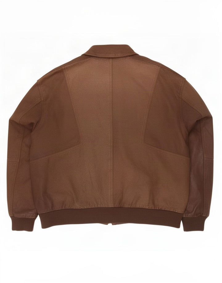 Roundtree & Yorke Mens Leather Jacket UK 42 XL Brown