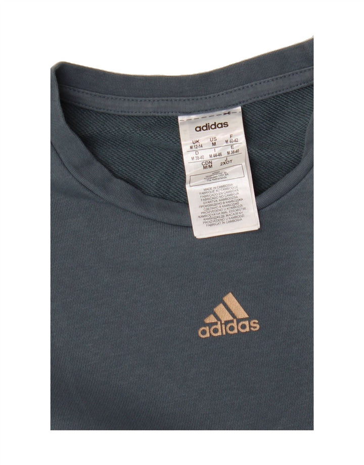 ADIDAS Womens Crop Sweatshirt Jumper UK 12/14 Medium Grey Cotton Vintage Adidas and Second-Hand Adidas from Messina Hembry 