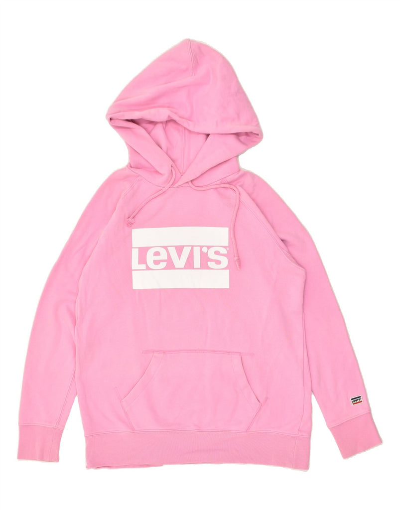 LEVI'S Womens Graphic Hoodie Jumper UK 10 Small Pink Cotton | Vintage Levi's | Thrift | Second-Hand Levi's | Used Clothing | Messina Hembry 