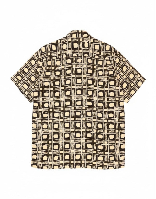 Vintage Mens Short Sleeve Shirt Large Black Geometric