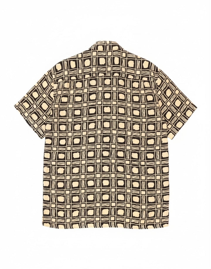 Vintage Mens Short Sleeve Shirt Large Black Geometric