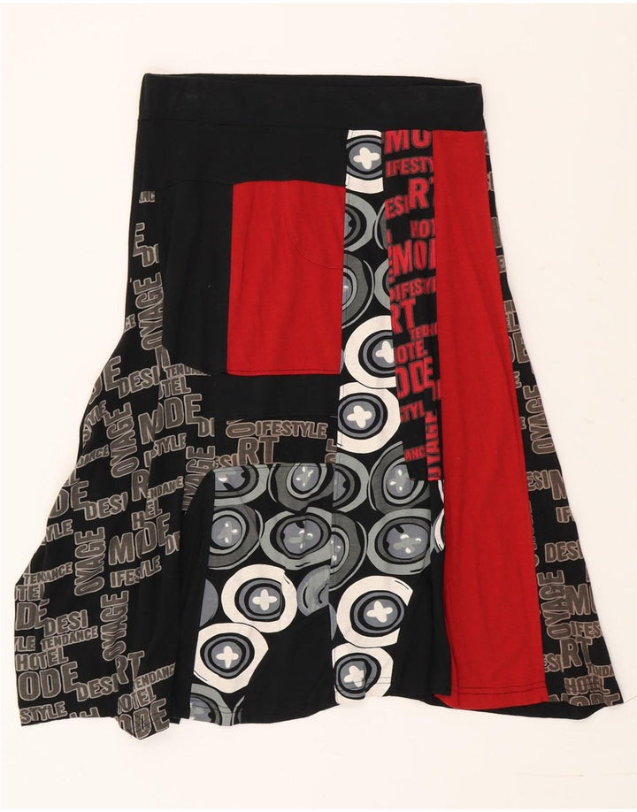 Desigual Womens Graphic Asymmetrical Skirt Small W27  Black