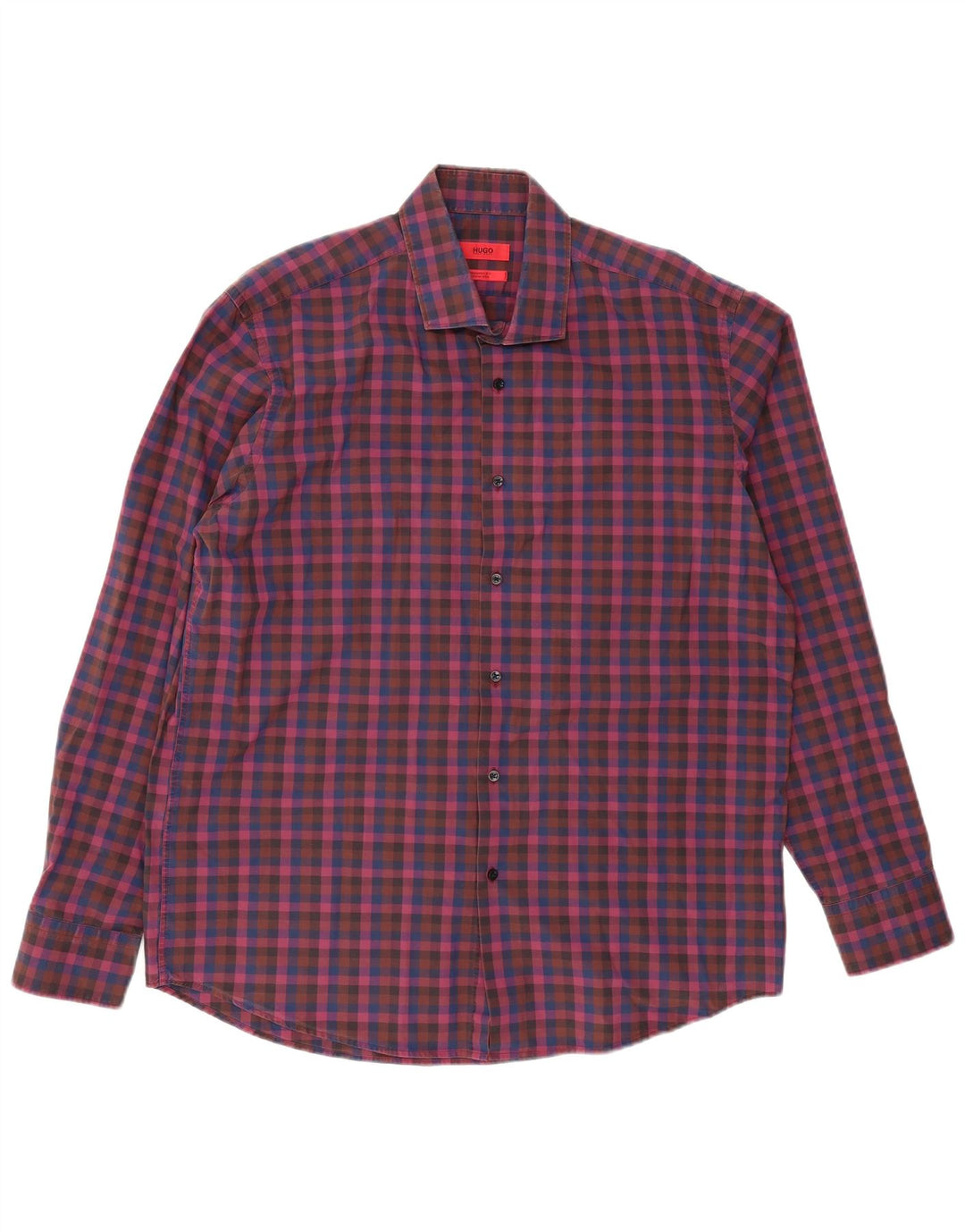 HUGO BOSS Mens Shirt Size 44 17 1/2 XL Purple Check