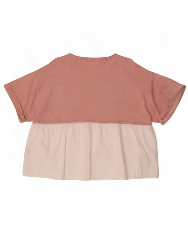 Zara Womens Oversized Blouse Top UK 10 Small Pink Colourblock