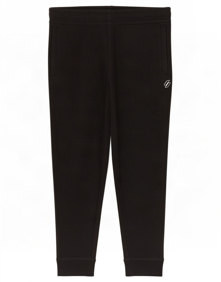 Superdry Mens Tracksuit Trousers Joggers Medium Black Cotton