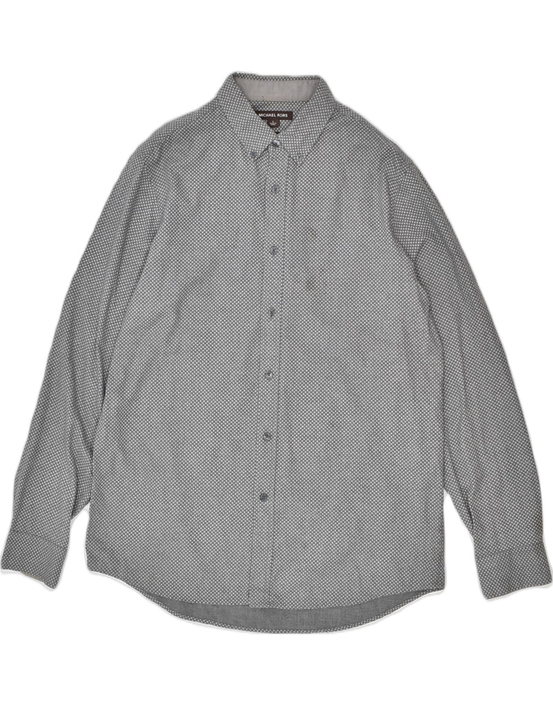 MICHAEL KORS Mens Classic Shirt Large Grey Spotted Cotton | Vintage | Thrift | Second-Hand | Used Clothing | Messina Hembry 