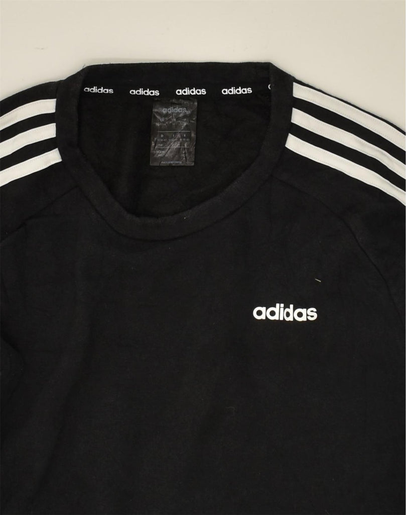 ADIDAS Womens Sweatshirt Jumper UK 14 Medium Black Cotton | Vintage Adidas | Thrift | Second-Hand Adidas | Used Clothing | Messina Hembry 