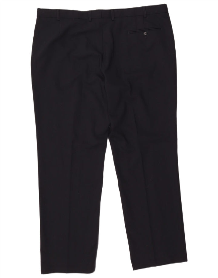 MARKS & SPENCER Mens Performance Straight Suit Trousers W42 L31 Navy Blue