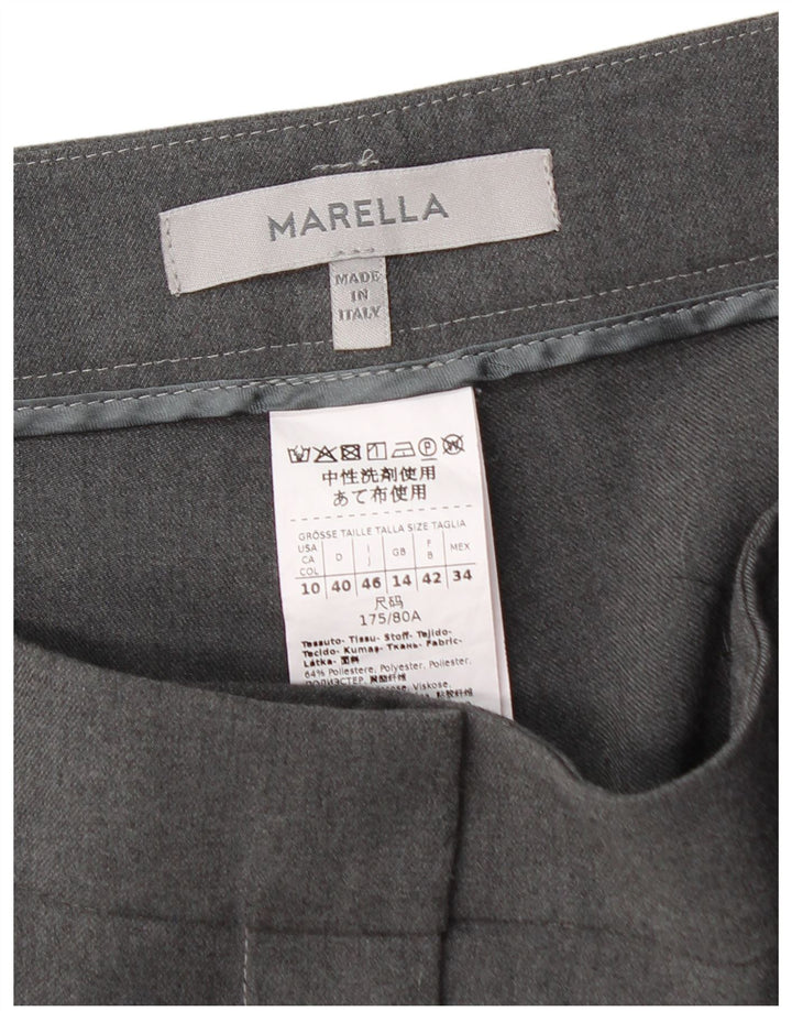 MARELLA Womens Straight Suit Trousers UK 14 Large W32 L28 Grey Polyester