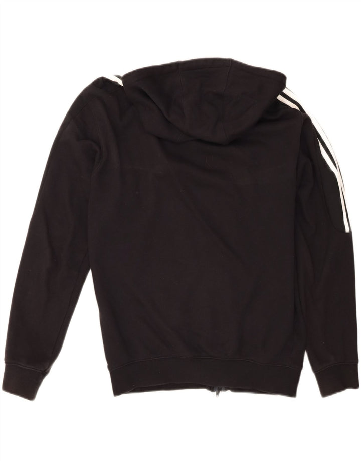 ADIDAS Mens Zip Hoodie Sweater Small Black Cotton