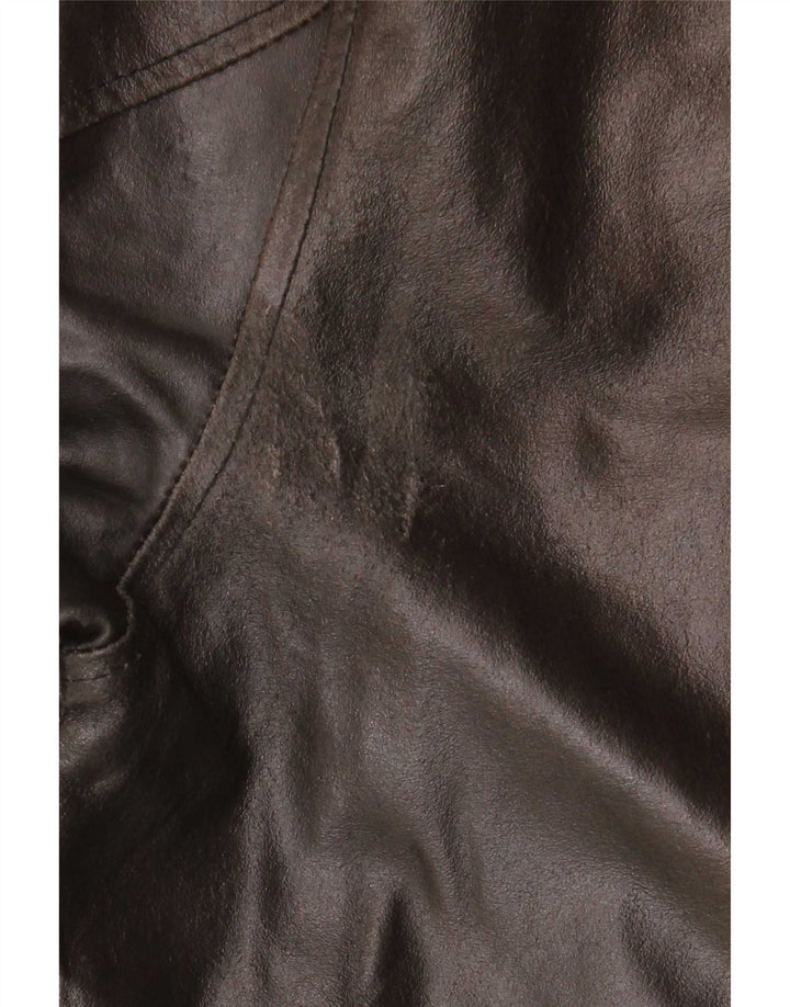 Metropolitan Mens Hooded Leather Coat IT 54 2XL Brown