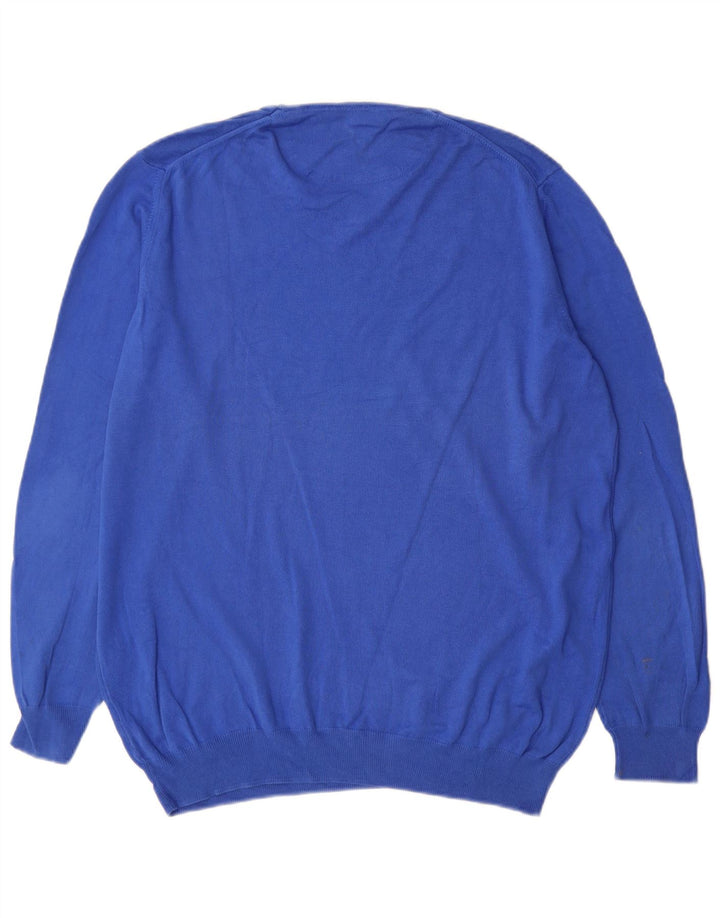 Zara Mens Crew Neck Jumper Sweater XL Blue Cotton