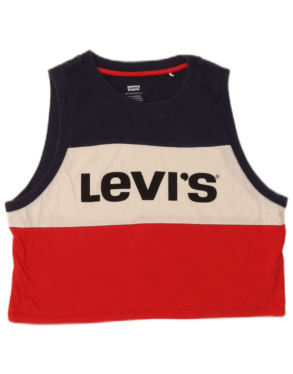 Levi's Womens Crop Graphic Vest Top UK 10 Small Multicoloured Colourblock