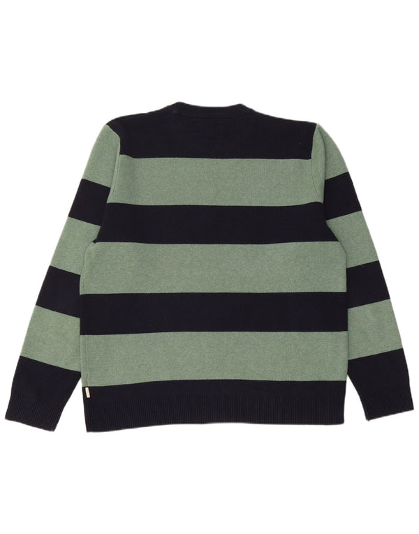 Marks & Spencer Mens Crew Neck Jumper Sweater Large Navy Blue Striped