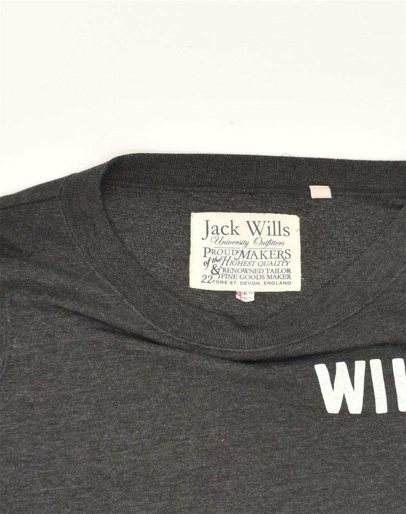 JACK WILLS Womens Loose Fit Graphic Sweatshirt Jumper UK 10 Small  Black | Vintage Jack Wills | Thrift | Second-Hand Jack Wills | Used Clothing | Messina Hembry 