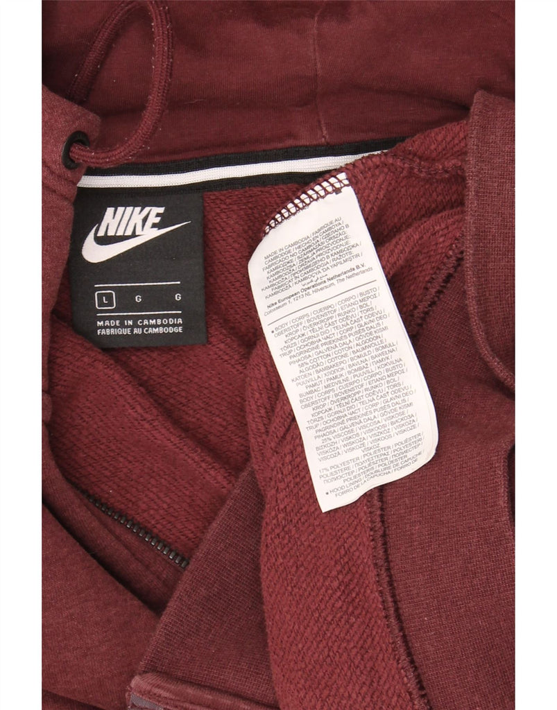 NIKE Mens Zip Hoodie Sweater Large Burgundy Cotton Vintage Nike and Second-Hand Nike from Messina Hembry 
