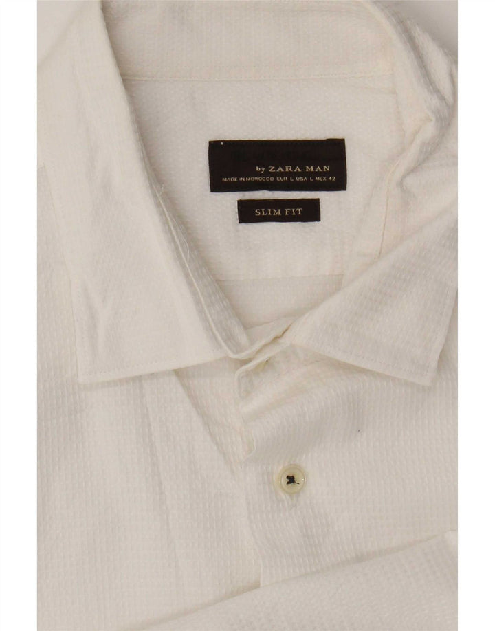 Zara Mens Slim Fit Shirt Large White