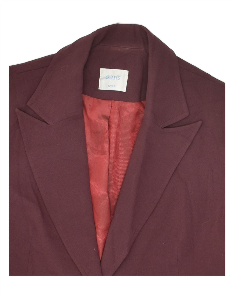 OASIS Womens 1 Button Blazer Jacket UK 12 Medium Maroon Polyester | Vintage Oasis | Thrift | Second-Hand Oasis | Used Clothing | Messina Hembry 