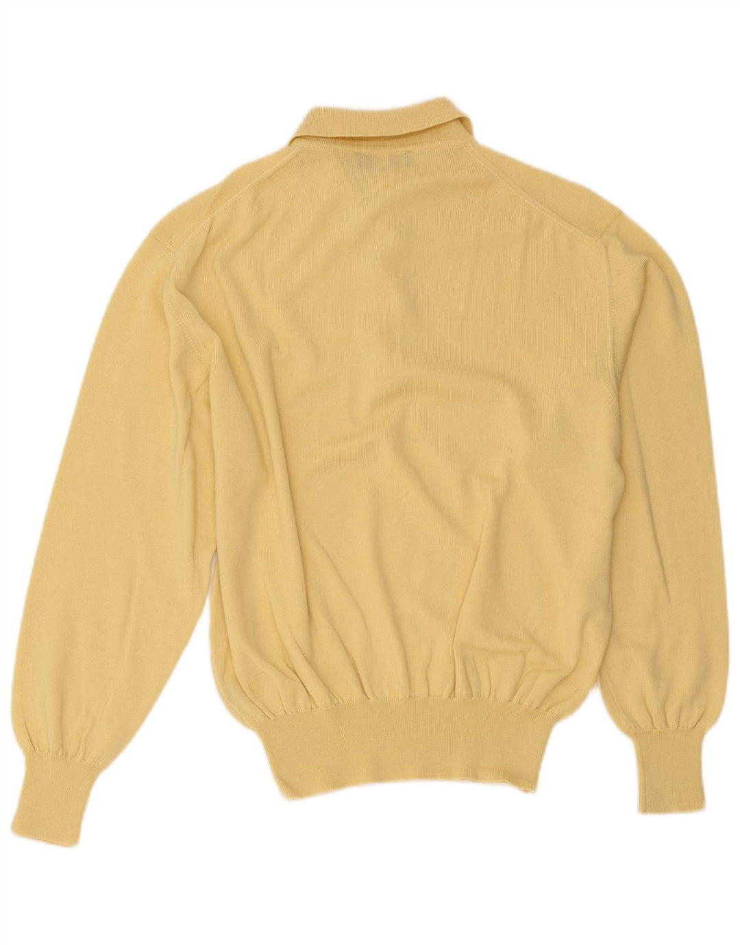 Vintage Mens Polo Neck Jumper Sweater Medium Yellow Wool