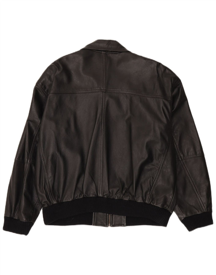 Vintage Mens Bomber Leather Jacket UK 42 XL Black