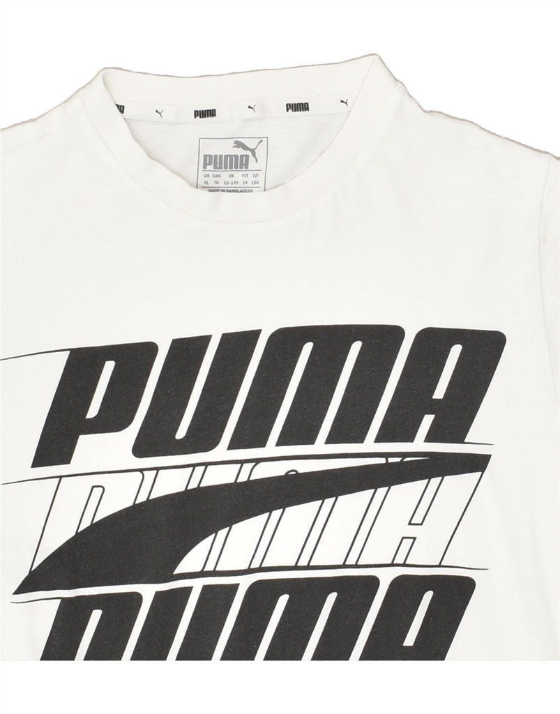 PUMA Boys Graphic T-Shirt Top 13-14 Years XL White Cotton | Vintage Puma | Thrift | Second-Hand Puma | Used Clothing | Messina Hembry 